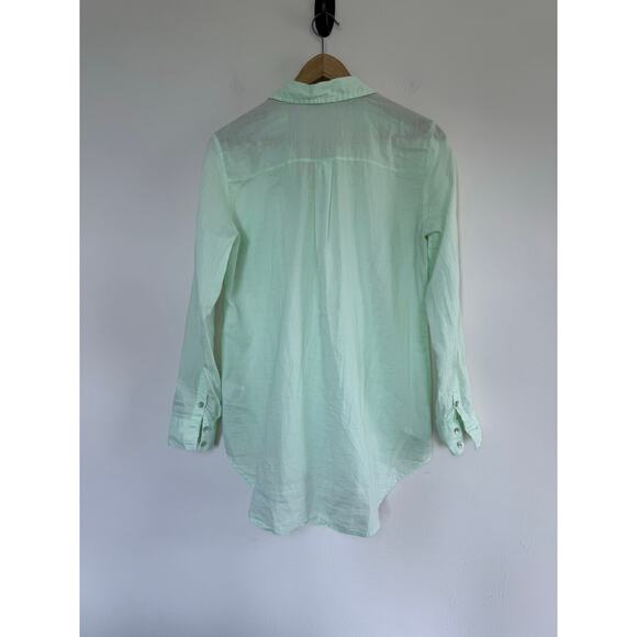 EILEEN FISHER light green 100% organic cotton long sleeve button down shirt top - Picture 7 of 7